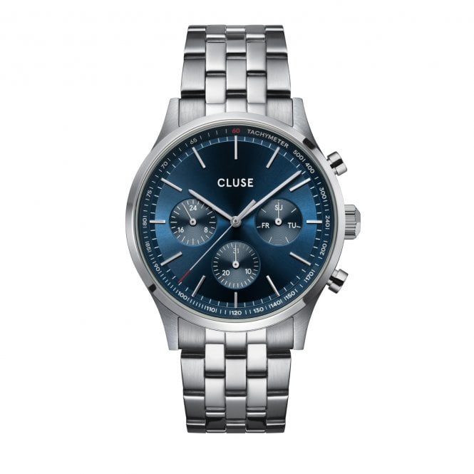 Cluse  Gents Anthéor Multifunction Blue Dial Stainless Steel Watch