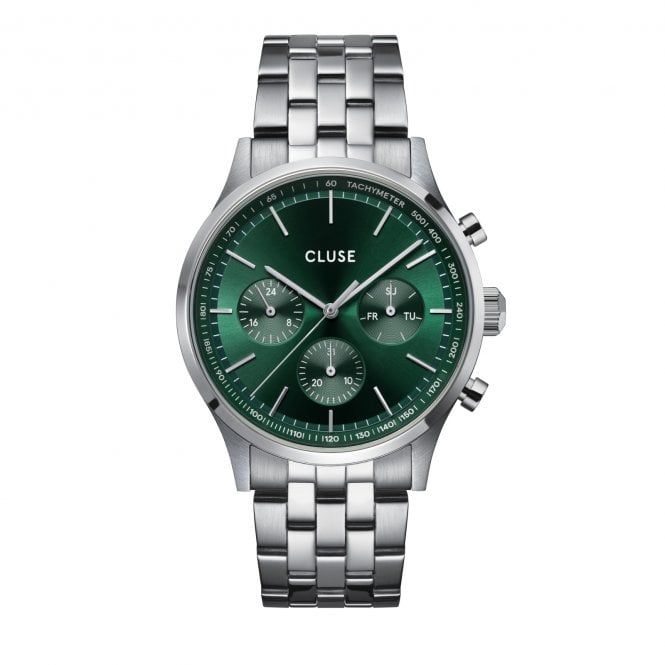 Cluse  Gents Anthéor Multifunction Green Dial Stainless Steel Watch