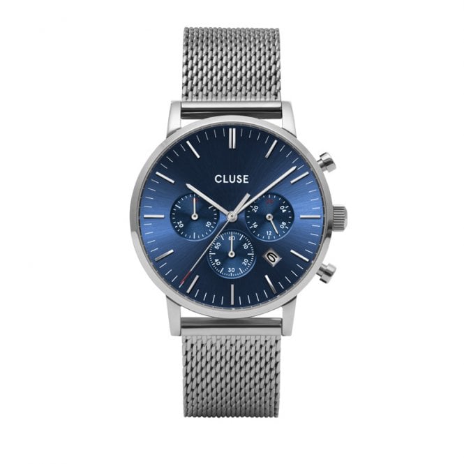 Cluse  Gents Aravis Chronograph Stainless Steel Mesh Strap Watch 