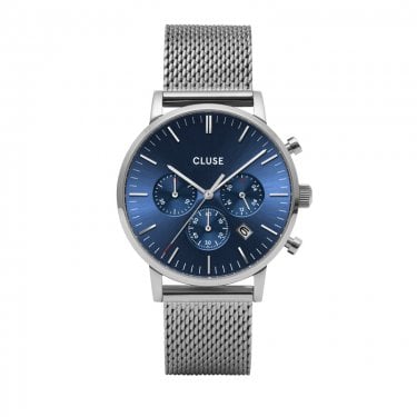 Cluse Gents Aravis Chronograph Stainless Steel Mesh Strap Watch 