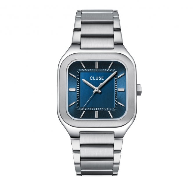 Cluse  Gents Quadrus Blue Dial Stainless Steel Watch