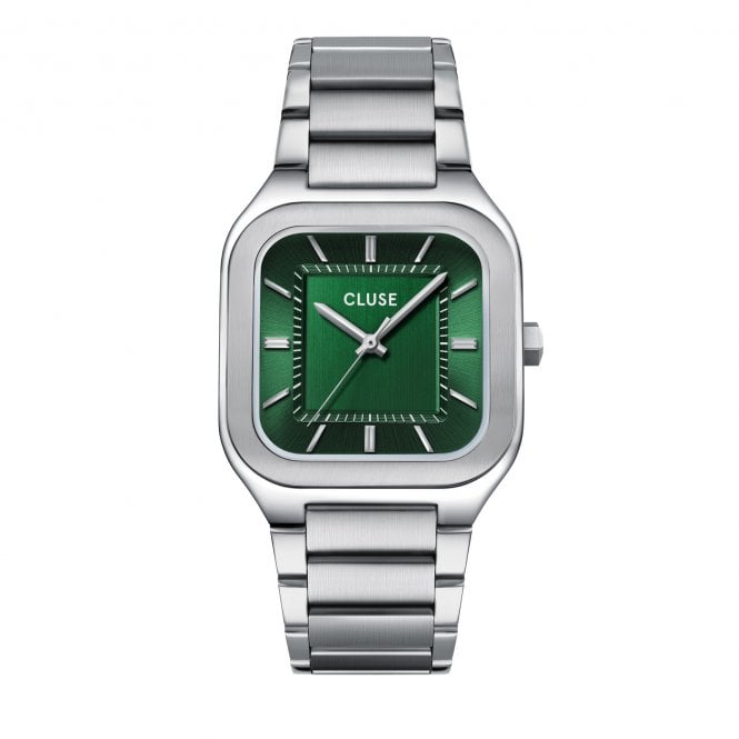 Cluse  Gents Quadrus Green Dial Stainless Steel Watch