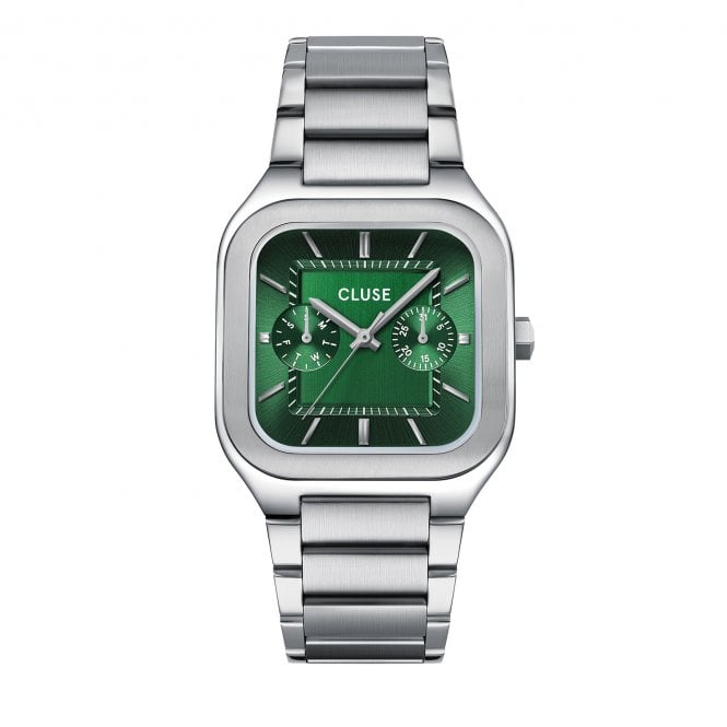 Cluse  Gents Quadrus Multifunction Green Dial Stainless Steel Watch