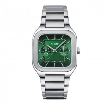 Cluse Gents Quadrus Multifunction Green Dial Stainless Steel Watch