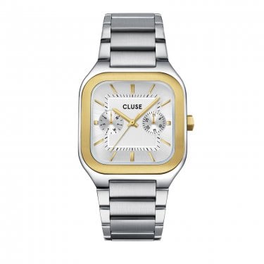 Cluse Gents Quadrus Multifunction Silver Dial Two Tone Stainless Steel Watch