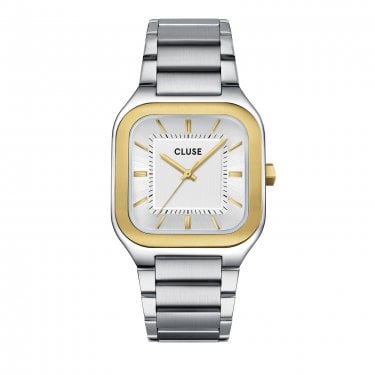 Cluse Gents Quadrus Silver Dial Two Tone Stainless Steel Watch
