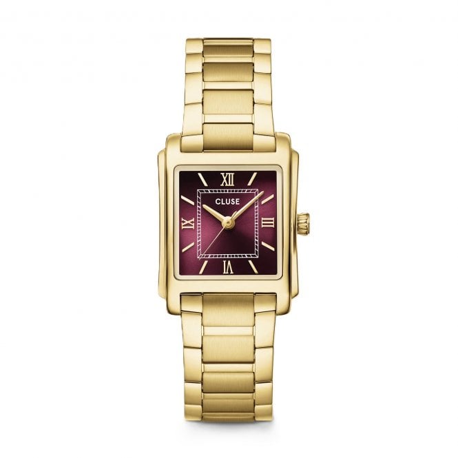 Cluse  Ladies Anglée Dark Cherry Dial Gold Tone Stainless Steel Watch