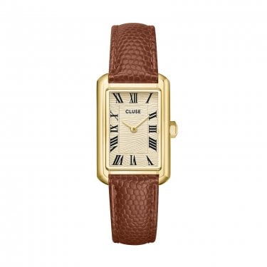 Cluse Ladies Belisenna Sand Textured Dial Nutshell Leather Strap Watch