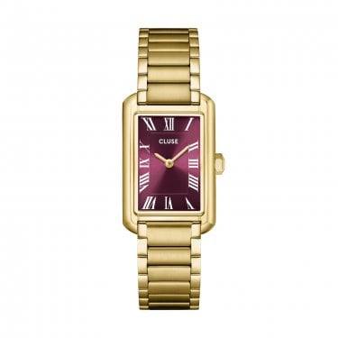 Cluse Ladies Belisenna Wine Dial Gold Tone Stainless Steel Watch