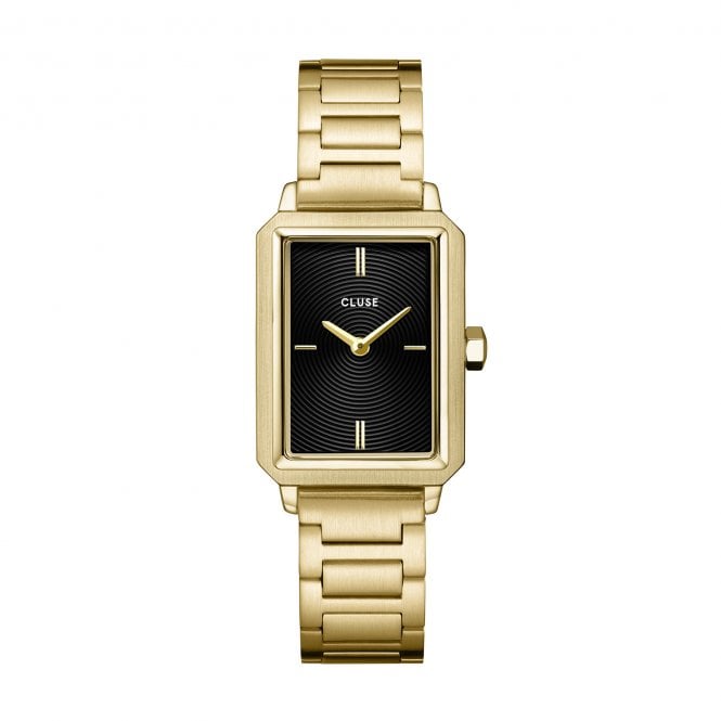 Cluse  Ladies Fluette Black Circular Texture Gold Tone Stainless Steel Watch