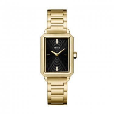 Cluse Ladies Fluette Black Circular Texture Gold Tone Stainless Steel Watch