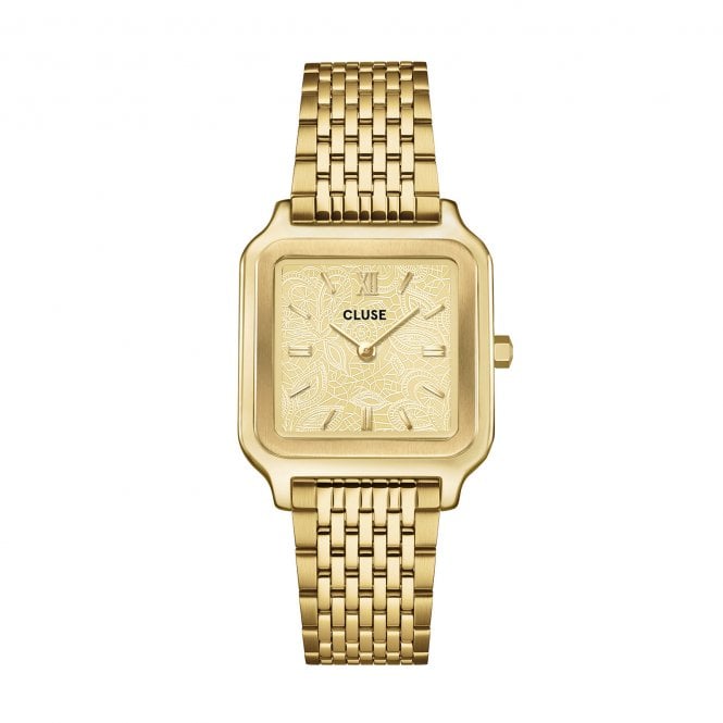 Cluse  Ladies Gracieuse Lace Textured Dial Gold Tone Stainless Steel Watch