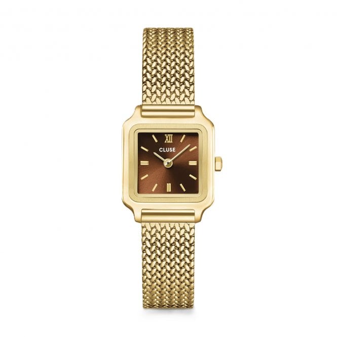 Cluse  Ladies Gracieuse Mini Brown Dial Gold Tone Stainless Steel Watch