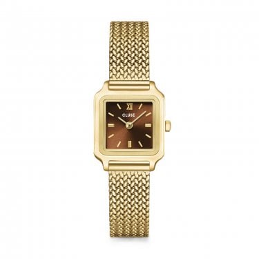 Cluse Ladies Gracieuse Mini Brown Dial Gold Tone Stainless Steel Watch