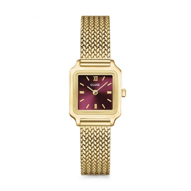 Cluse  Ladies Gracieuse Mini Dark Cherry Dial Gold Tone Stainless Steel Watch