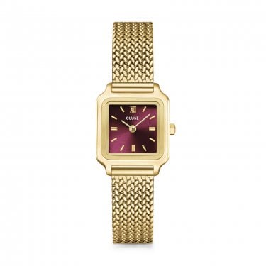 Cluse Ladies Gracieuse Mini Dark Cherry Dial Gold Tone Stainless Steel Watch