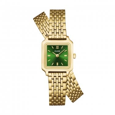 Cluse Ladies Gracieuse Mini Green Dial Gold Tone Double Strap Stainless Steel Watch