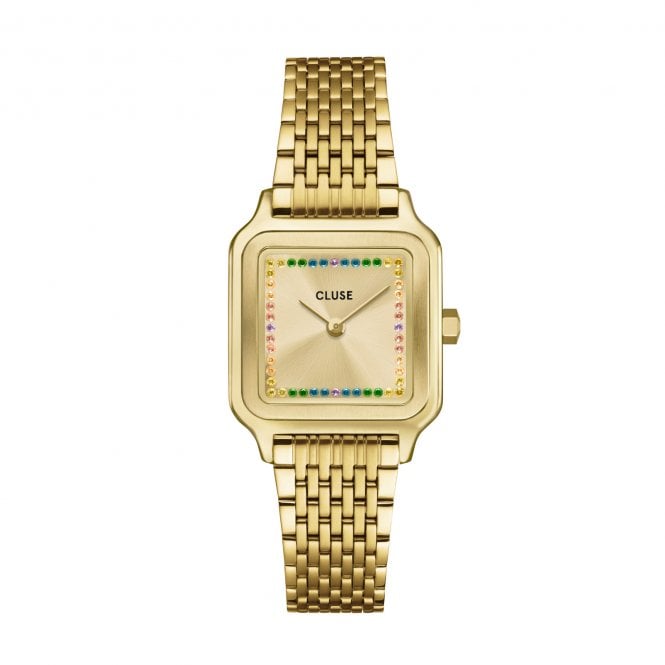 Cluse  Ladies Gracieuse Petite CZ Rainbow Gold Tone Stainless Steel Watch