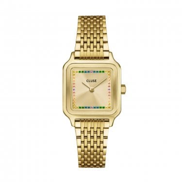 Cluse Ladies Gracieuse Petite CZ Rainbow Gold Tone Stainless Steel Watch