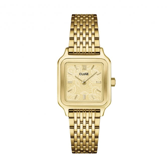Cluse  Ladies Gracieuse Petite Lace Textured Dial Gold Tone Stainless Steel Watch