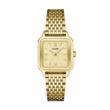 Cluse Ladies Gracieuse Petite Lace Textured Dial Gold Tone Stainless Steel Watch