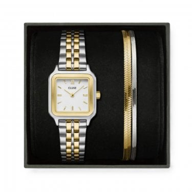 Cluse Ladies Gracieuse Petite Two Tone Stainless Steel Watch & Double Snake Bracelets Gift Box