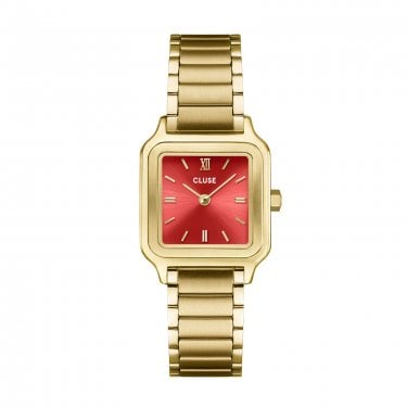 Cluse Ladies Gracieuse Petite Watermelon Red Dial Gold Tone Stainless Steel Watch
