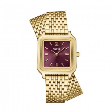 Cluse Ladies Gracieuse Wine Dial Gold Tone Double Strap Stainless Steel Watch