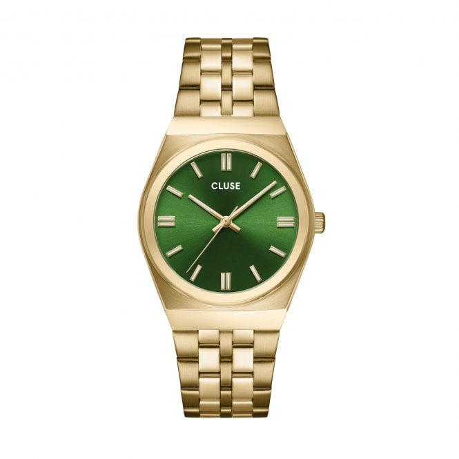 Cluse  Ladies Retro 70's Green Dial Gold Tone Stainless Steel Watch