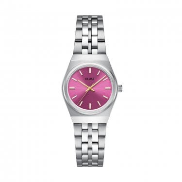 Cluse Ladies Retro 70's Mini Fuchsia Dial Stainless Steel Watch