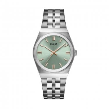 Cluse Ladies Retro 70's Sage Green Dial Stainless Steel Watch