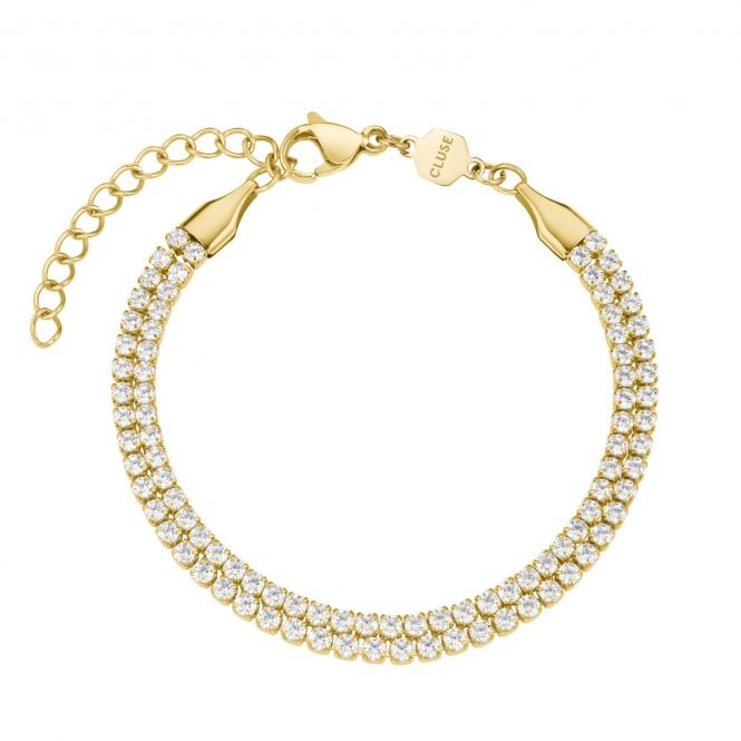 Cluse  Élevé CZ Double Gold Tone Tennis Bracelet 16 - 20cm