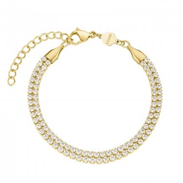 Cluse Élevé CZ Double Gold Tone Tennis Bracelet 16 - 20cm