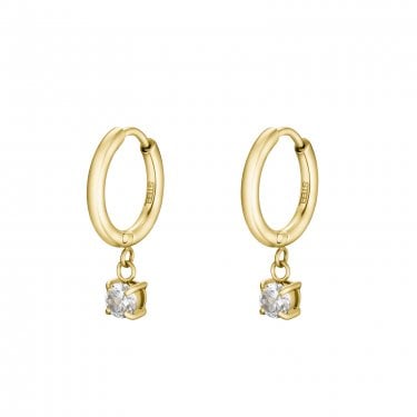 Cluse Élevé CZ Gold Tone Drop Earrings 2cm