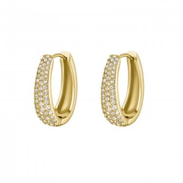 Cluse Élevé CZ Gold Tone Drop Hoop Earrings 19mm