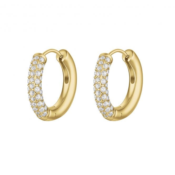 Cluse  Élevé CZ Medium Gold Tone Hoop Earrings 15mm