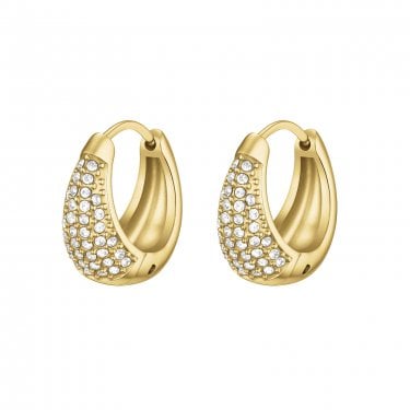 Cluse Élevé CZ Small Gold Tone Hoop Earrings 12mm