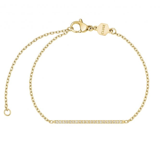 Cluse  Élevé Flat CZ Chain Gold Tone Bracelet 16-20cm