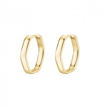 Cluse Élevé Hexagon Gold Tone Hoop Earrings 30mm