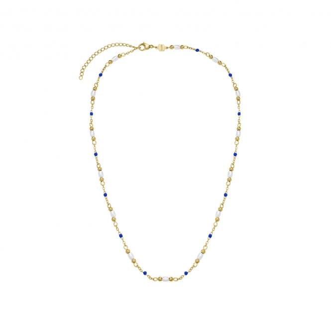 Cluse  Élevé Pearl & Blue Epoxy Gold Tone Necklace 40 - 45cm