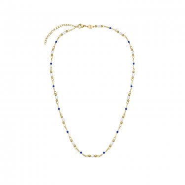 Cluse Élevé Pearl & Blue Epoxy Gold Tone Necklace 40 - 45cm