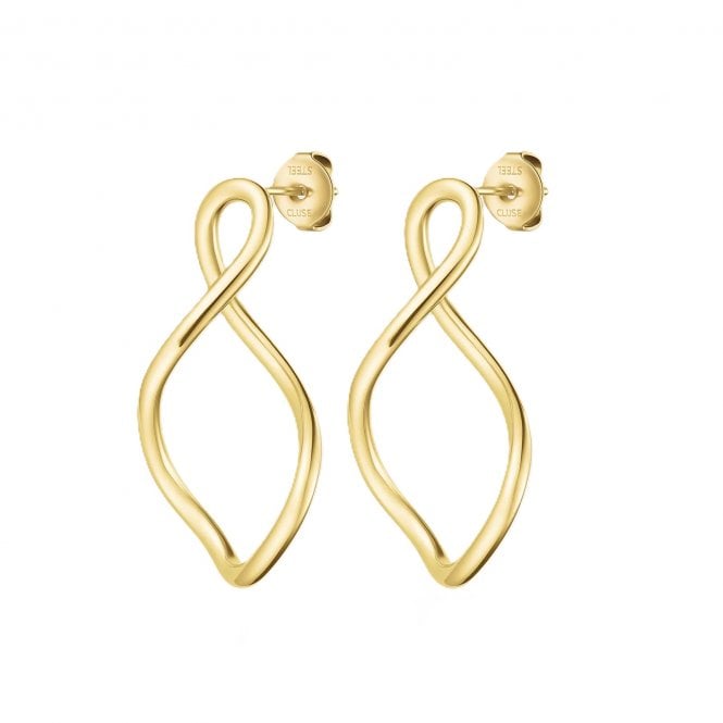 Cluse  Élevé Twisted Gold Tone Hoop Earrings 35mm