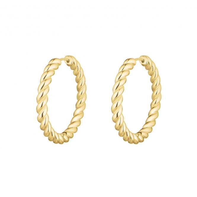 Cluse  Élevé Twisted Gold Tone Hoop Earrings 40mm