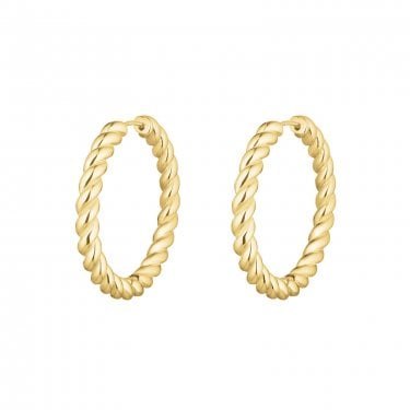 Cluse Élevé Twisted Gold Tone Hoop Earrings 40mm