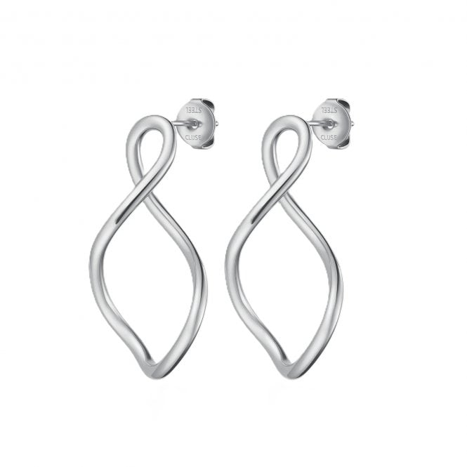 Cluse  Élevé Twisted Silver Tone Hoop Earrings 35mm