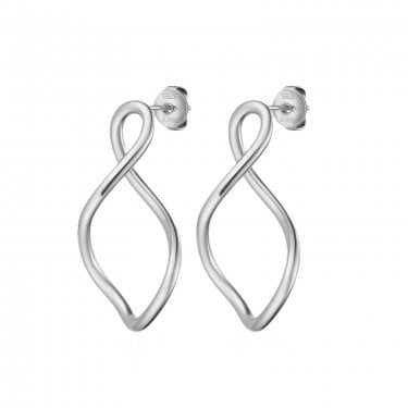 Cluse Élevé Twisted Silver Tone Hoop Earrings 35mm