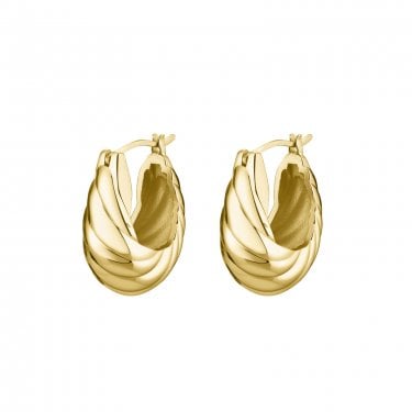 Cluse Élevé Waved Gold Tone Hoop Earrings 20mm