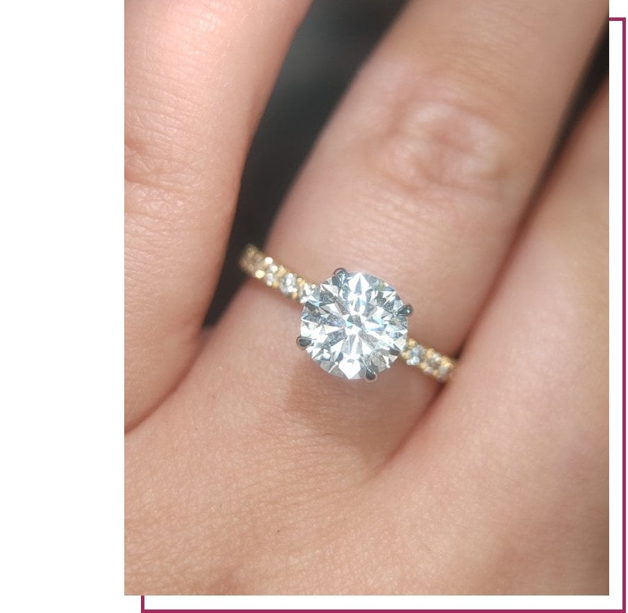 Diamond engagement ring with gold band