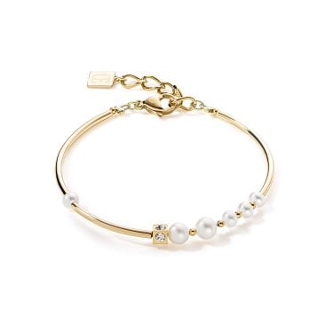 Couer De Lion Asymmetry Freshwater Pearls Gold Tone Bracelet 17.5+3cm