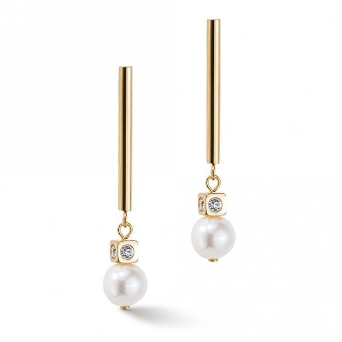 Coeur De Lion Couer De Lion Asymmetry Freshwater Pearls Gold Tone Drop Earrings 3.8cm